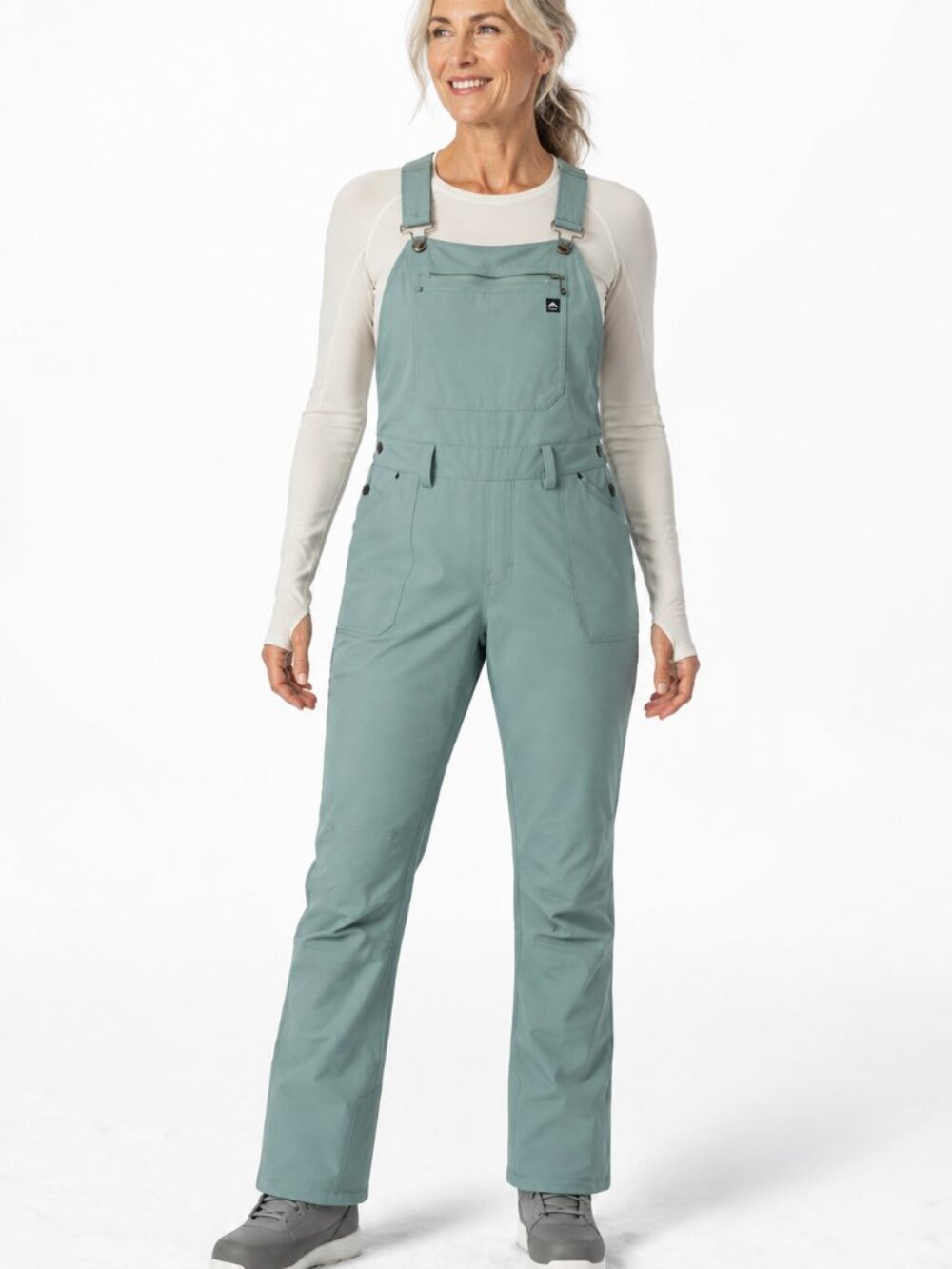 Flylow Trailworks Women's Sage Nylon Canvas Utility Workwear Bib Overalls Sz XL
